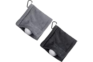 Yinteloo Golf Ball Cleaning Towel, 2 pcs Golf Towel with Snap Hook, 5 x 5 Inch Microfiber Amphibian Wet and Dry, for Bags Course Exercise Gym Men Women (Black & Grey)