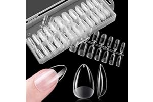 ACOBET Uñas Postizas Cortas | Estilo Almendra | 240 Unidades Transparentes | Gelly Tips Nails | Uñas Soft Gel | 12 Tamaños Diferentes | Tips Gel