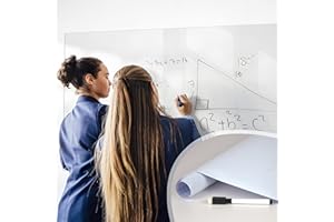 FENTIS Pizarra Blanca Autoadhesiva para Pared Vinilo de Plástico Pizarra de Borrado en Seco Rollo de Papel de Contacto para Niños Bricolaje Escuela Aula Oficina en Casa 120x200cm