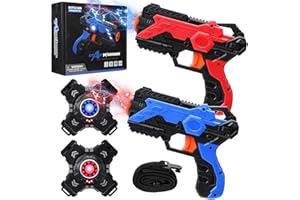 Geegear Lasertag Toy Gun Toy, 2 Juegos de Etiquetas láser infrarrojas con Escudo Lasertag Gun Kids Laser Tag Toy Playset Juego para niños niñas de 4 5 6 7 8 9 10 11 12+ Juego Interior al Aire Libre