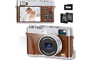 CAMKORY Appareil Photo Numérique 4K 48MP Autofocus Carte 32G Viseur Optique Appareil Photo Compact Zoom 16X Facile à Utiliser Flash Stabilisation Image Leger 2 Batteries Débutant
