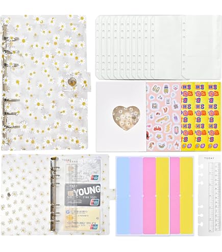 Classeur Budget A6 Français - Avec 12 Enveloppes Transparentes, 12 Feuilles De Budget, Anneaux - Couleur Violet étoilé - 9