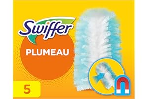 Swiffer Duster Plumeau Attrape & Retient 5 Recharges Dépoussiérantes, Attrape Et Retient 3 Fois Plus De Cheveux Et Poussière Qu’Un Plumeau Ordinaire