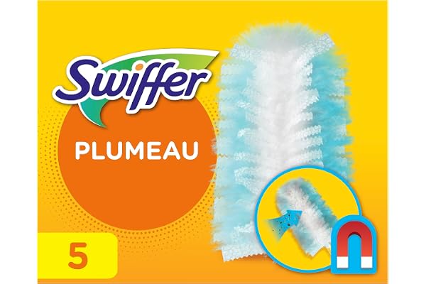 Swiffer Duster Plumeau Attrape & Retient 5 Recharges Dépoussiérantes, Attrape Et Retient 3 Fois Plus De Cheveux Et Poussière Qu’Un Plumeau Ordinaire