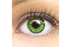 ‎GLAMLENS Grüne Farbige Kontaktlinsen Fresh Mint Grün Sehr Stark Deckende SILIKON COMFORT NEUHEIT von GLAMLENS + Behälter - 1 Paar (2 Stück) - DIA 14.50 - ohne Stärke 0.00 Dioptrien