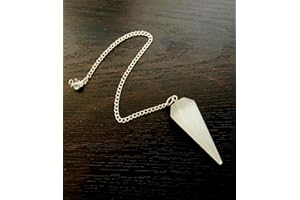 CRYSTALMIRACLE Potente selenita Dowser Péndulo Cristal Curación Reiki Feng Shui Regalo Energía psíquica Hecho a mano Bienestar (Blanco, 1 Unidad (Paquete De 1))
