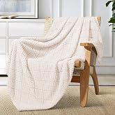 Whale Flotilla Soft Jacquard Sofa Blanket 130 x 150 cm | Waffle Blanket for Bed, Lightweight, Warm and Fluffy, Suitable for A