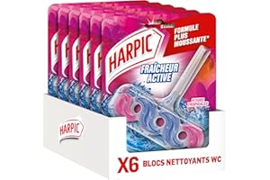 Harpic lot de 6 Blocs WC- Nettoyant WC Fraîcheur Active Fleurs Tropicales anti-tache & anti-calcaire - 6 unités