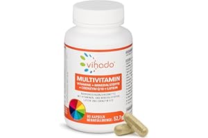 ‎VIHADO Vihado Multivitamin – Vitamine A-Z und Multimineral-Komplex – 26 Vitamine und Mineralstoffe hochdosiert – Nahrungsergänzungsmittel mit Q10, Zink und Tagetes Erecta – 1 Kapsel/Tag, 60 Kapseln