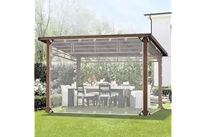 Utomhus genomskinliga presenningsgardiner med blixtlåsdörrar, 2/3/4/5 m, vattentät presenning i plast med öljetter, transparent presenning sidopaneler för lusthus veranda pergola uteplats carport, 0