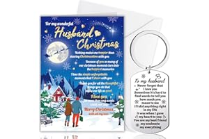 HOWAF Husband Christmas Card, Xmas Card Husband Gifts & Keyring, Gifts for Christmas