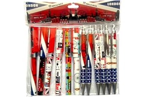 Pens Set of 12 Famous London Icons Pictures Design UK London British Souvenir Union Jack Collectable Gift