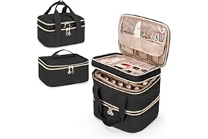 Yarwo Organizador Esmaltes de Uñas, 3 Capas Bolsa Esmaltes de Uñas, Organizadores Pintauñas Caber 48 Botellas (15ml), Bolsa para Esmalte de Uñas con Divisor de Botellas