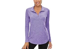 Akiooue Womens Long Sleeve UPF 50+ Running Tops 1/4 Zip Gym Sports Workout Cycling Golf Shirts