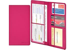 wisdompro Organizador de Documentos de Coche, Piel sintética, para Seguro de vehículo y Registro, Funda Tipo Cartera para Tarjeta de identificación, Licencia de Conducir, Tarjetas de información de