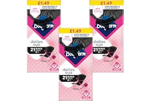GENERIC Bodyform Dailies Black Panty Liners for Women Designed for Black Underwear Super Absorbent, Odour Absorbent | V-Zone Protection | Pack of 3X 21 (63 Liners) Including Oerich Motivational Sticker