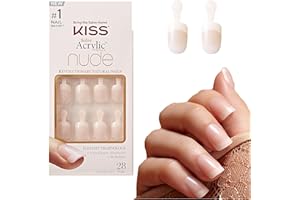 KISS Acrylic Nude French Press-On Nails Kit - Breathtaking - Unghie Finte Corte, Dual Form Gel Ricostruzione effetto Unghie, Kit Completo con Colla per Unghie Finte Adesive e Tip in Gel Manicure