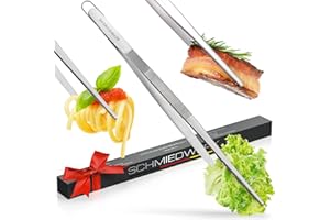 SCHMIEDWERK Kochpinzette Edelstahl 35cm - Kochen | Grillen | Backen - Küchenpinzette mit Hängeöse als Küchenhelfer