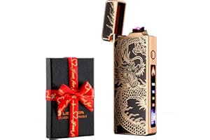 dachance – Briquet électrique personnalisable, résistant au vent, rechargeable par USB, double arc, pour le camping, cadeau de la Saint-Valentin (dragon)