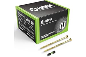 Heifix Multi-Purpose Wood Screws Pozi Double Countersunk - FREE Screw Bit Included (QTY 200, 4mm x 70mm)