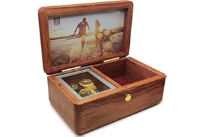 FALADO 18 Note Wind up Solid Wood Jewelry Music Box with Photo Frame, The Best Gift for Christmas/Birthday/Valentine's Day/Mother's Day，Tune of You Are My Sunshine (Rosewood)