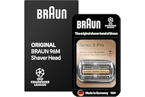 Braun Tête De Rasoir Electrique Homme Series 9 PRO + 96M Noire, ORIGINALE, Remplacement De La Grille Pour Un Rasage De Près, Lames Ultra Fines, Elément De Rechange OFFICIEL