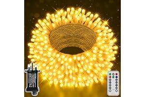 Ollny Christmas Tree Lights, 30m 300 LED Fairy Light Mains Powered, Waterproof Outdoor String Light with Remote/Plug/Modes/Timer, Bright Warm White Lighting Outside Indoor Garden Xmas Decorations