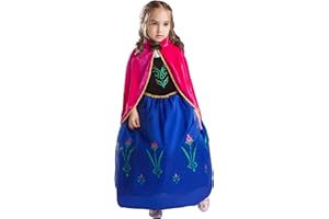 ELSA & ANNA Sukienka księżniczki dla dziewczynki – Królowa Lodu – kostium księżniczki – sukienka dziewczęca na imprezy, urodziny, karnawał, Halloween – kostium księżniczki dla dziewczynki