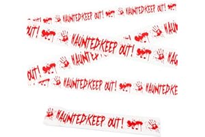Daucin 9.15 M Halloween Decorations Tape, Red Hazard Warning Props Fright Tape, Halloween Zombie Caution Tape for Zombie Party, Halloween Indoor Party, Halloween Decorations Supplies
