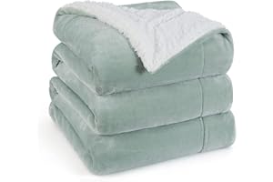 BEDSURE Przytulny koc - ciepły koc Sherpa i koc na sofę, puszysty koc na sofę, gruby koc na kanapę, koc polarowy, puszysty koc do salonu, zielony, 230 x 270 cm