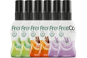 FREECÔ Freeco Before-you-go Toilet Spray | Stops Odor Before it Starts with Essential Oils | Ideal for Home, Office, Public Spaces & Travel | Variety 6-Pack 6x60ml: 2 Citrus, 2 Lavender, 2 Spice Scent