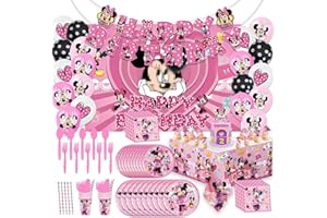 NIUMOWANG 128 PCS Minny Mouse Partygeschirr Geburtstagsdeko Kit, Micky und Minny Maus Party Geschirr Deko, Thema Geburtstagsparty Geschirr, Geburtstag Partyzubehör Set für Mädchen Junge kindergeburtstag.