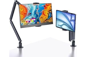 MSDONG Tablet Ständer für ipad,Portable Monitor Ständer Schreibtischhalterung für 15,6'' 16'' Bildschirm, Aluminium Langarm mit 360° drehbarer Basis,kompatibel mit 4,7-12.9'' ipad,Kindle