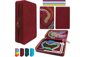 CWENDANER Sensory Activity Board, Double-Sided Silicone Toy for Autism and ADHD, with Travel Bag and 20 Ropes, Suitable for Children from 3 Years and Adults, Stress Relief (Berry)