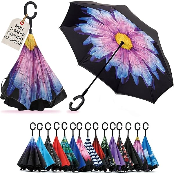 Parapluie Inversé Insider - Motif Étoiles Et Lune - Bleu - Avec étui