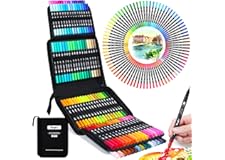 TongFu Brush Pen, 100 Colori Pennarelli Punta Fine, Pennarelli Doppia Punta Pennarelli Acquerellabili a 5 mm e 0,4 mm per Adu