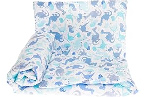 FRIVOLITY Baby's Comfort Bedding Set Duvet Cover (90 x 120 cm) + Pillowcase (40 x 60 cm), Blue Dinosaur
