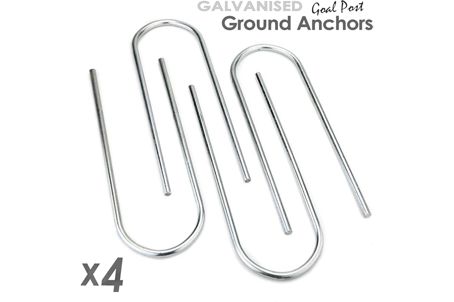 ST Metals Football Goal Pegs & Trampoline Anchor Kit. 4 Metal Heavy Duty U-Shaped Pegs Made From 8mm Galvanised Steel. Ideal As Tent Pegs & Ground Anchors For Trampolines & Goal Posts.
