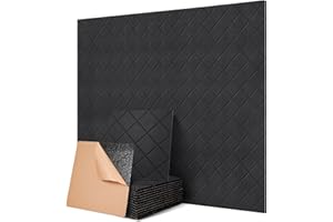 PAAUZOENG 12 pannelli acustici quadrati autoadesivi, isolamento acustico fonoassorbente ad alta densità per pareti, pannelli fonoassorbenti per soffitti, legno e porte