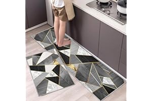 Hoimlm Set di 2 tappetini da cucina, antiscivolo, assorbono acqua e olio, da cucina, antipolvere, per interni (40 x 60 + 40 x 120 cm, foglia d'acero)