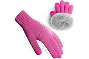 RAHHINT Guanti Invernali per Bambini per Ragazzi e Ragazze Guanti in Maglia di Lana Termica per Bambina con Fodera in Pile Isolante Mantieni La mano Calda Come Regalo