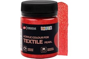 Decola - Rote Glitzer Effekt Textilfarbe 50ml | Hochpigmentierte Textilfarben Waschmaschinenfest | Hergestellt von Nevskaya Palitra