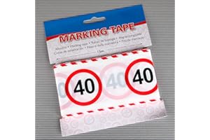 Folat B.V.- 28440 Heart Cinta de Barrera para Fiestas (15 m, número 40), Color Rojo/Blanco, Costumes (SCH-5424)