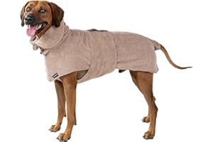 CANICOAT® Hundebademantel Lavari mit Handtuch, 100% Baumwolle, Oeko-TEX® Zertifiziert (Größe:9, Beige)