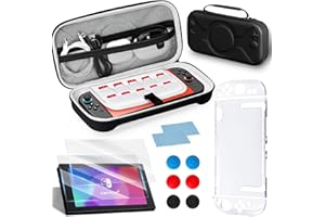 EDTEANU Custodia Kit per Nintendo Switch 2, con Borsa per il Trasporto, Pellicola Temperata, Custodia Trasparente Divisa e Cappuccio in Silicone, Adatto per Nintendo Switch 2 Console e Accessori (Nero)