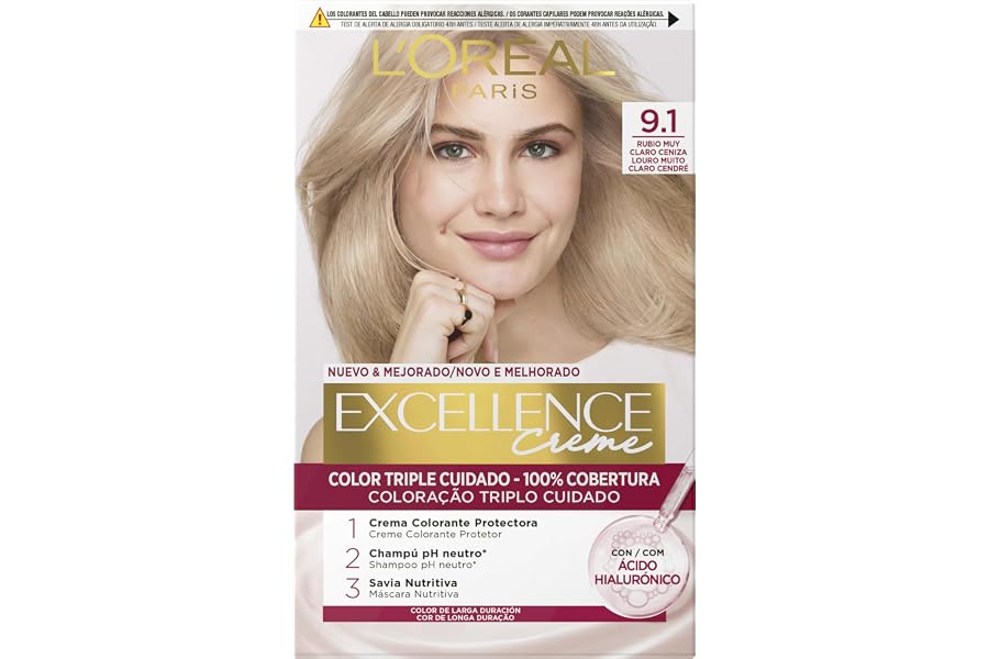 L´ORÉAL PARIS Excellence Creme Tinte Permanente - Tono 9.1 Rubio Muy Claro Ceniza