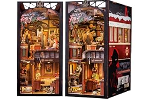 Fsolis DIY Book Nook, La Casa delle Bambole in Miniatura con Luci a LED e Piastra Antipolvere, Booknook 3D Puzzle in Legno, Regali Creativi (Train Mystery Case)