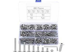 MYHONGLE 260 Stück M5 Schrauben Set, Senkkopfschrauben Muttern Set, Innensechskantschrauben, Edelstahl Maschinenschrauben Sortiment, Zylinderschrauben mit Muttern Kit, Gewindeschrauben (M5)