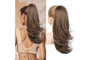 ‎FLUFYMOOZ Flufymooz Ponytail Extension, 50 cm Pferdeschwanz Haarverlängerung mit Kordelzug für Frauen weiches, natürlich aussehendes synthetisches Pferdeschwanz Haarteil-Mittelbraun/Rotbraun