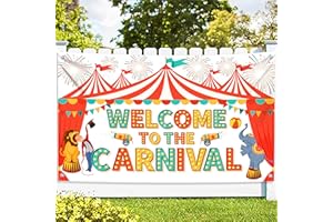 KatchOn, XtraLarge Welcome To The Carnival Backdrop - 72x44 Inch | Carnival Decorations, Carnival Banner for Carnival Theme Party Decorations | Carnival Games Decor, Circus Theme Party Decorations